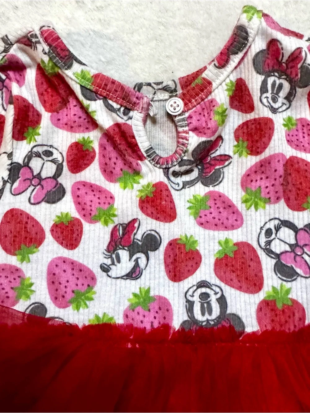 Disney Baby Minnie Mouse Strawberry Red Tulle Tutu 12month Onesie